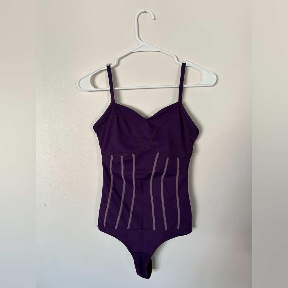 Lululemon Rare Thong Plum Straps Body Suit Size 6 - Picture 1 of 11